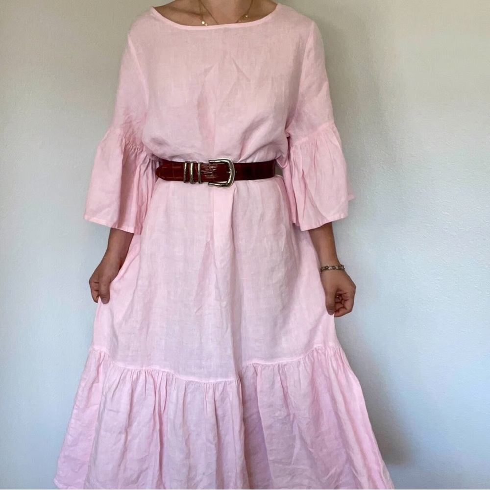 Bryn Walker Light Pink Linen Maxi Dress